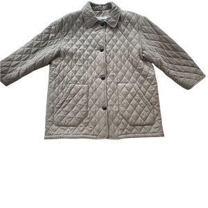Evan Picone Beige Quitled Button-Up Jacket